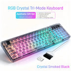 Transparent Wireless Gaming Keyboard, Tri‑Mode 2.4G/BT/USB‑C, 99‑Key 1800 Compact Layout, RGB Clear PC Keycaps, Mechanical‑Like Typing Feel for Office & Desk Setup