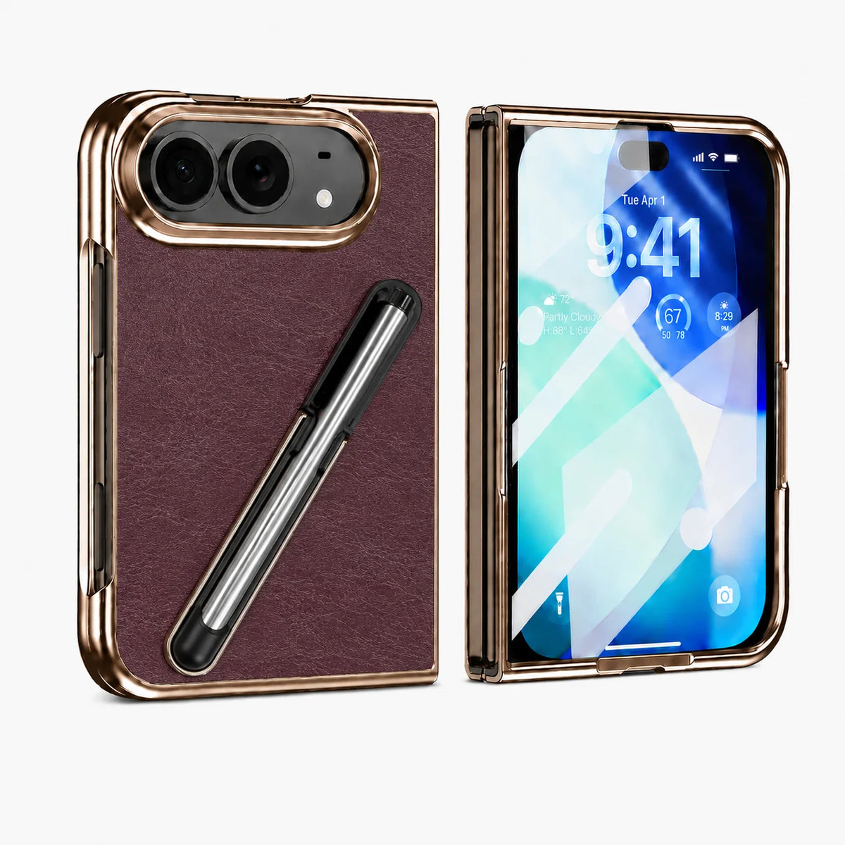 For Apple iPhone Duo case, delicate electroplated edges paired with a finely textured back panel, pen groove design