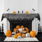 1pc Halloween Lace Mantel Scarf Spider Web Ghost Edge Fireplace Table Runner Decor, Party Atmosphere Decorative Tablecloth