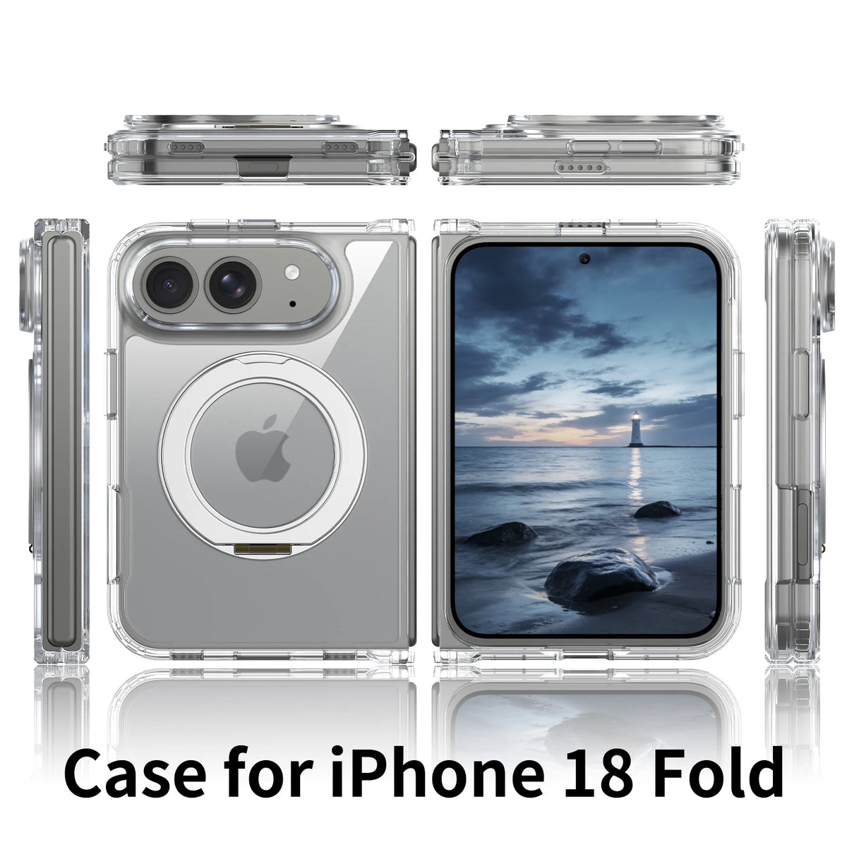 360° Magnetic Bracket Case For iPhone Duo For Magsafe Transparent Shockproof Hard Back Cover Funda