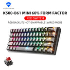 K500-B61 Machenike Mini Mechanical Keybaord 60% Form Factor 61Keys Gaming Keybaord Wired Full Key Hot-Swappable RGB Backlit