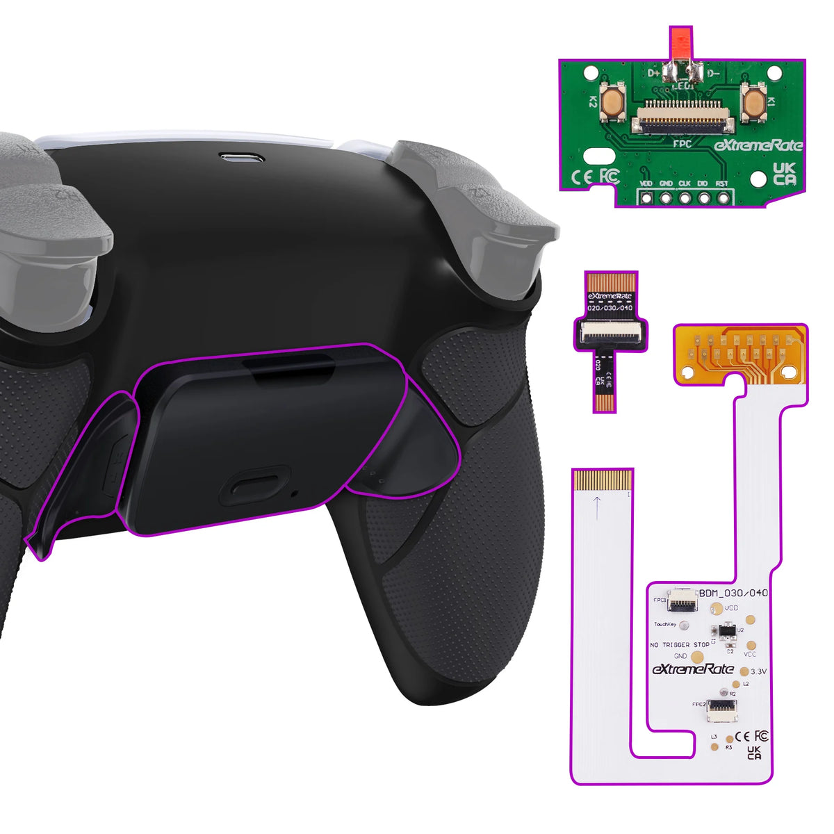 eXtremeRate Back Paddles Programable RISE V3 Remap Kit for ps5 Controller BDM-030/040/050, Upgrade Board Back Shell Back Button