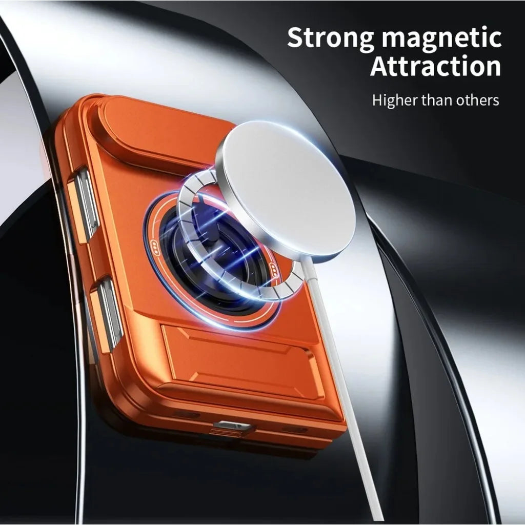 For Magsafe Magnetic Ring Holder Stand Dual Layer Phone Case For Apple iPhone Duo 18 Fold Lens Protect Hard Shockproof Cover