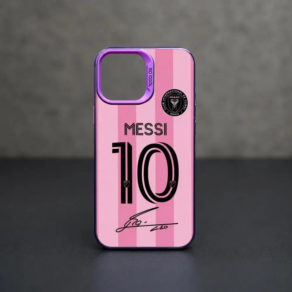 Messi Number 10 Gradient Silver Shockproof Phone Case For iPhone 11 To 17