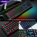 2026 NEW 5-in-1 Set Gaming Combo Keyboard 4-color Breathing Light Mouse 3.5mm Gaming Headset Gaming Speaker Anti-slip Mouse Pad