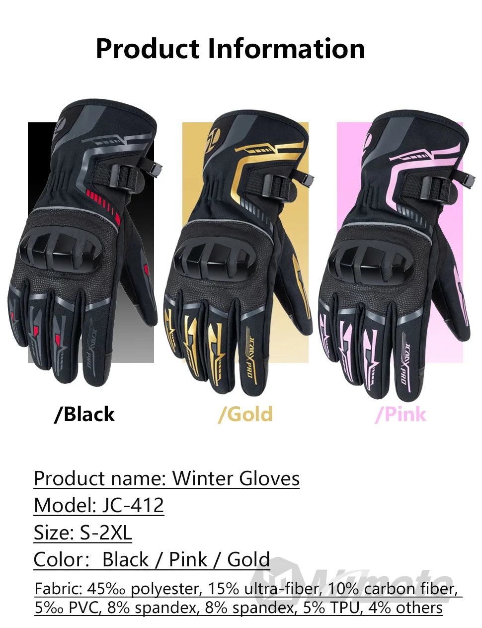 Winter Motorcycle Gloves for Men Women Waterproof Warm Cold Weather Riding Gloves Touchscreen for ATV UTV Road Racing Snowmobile