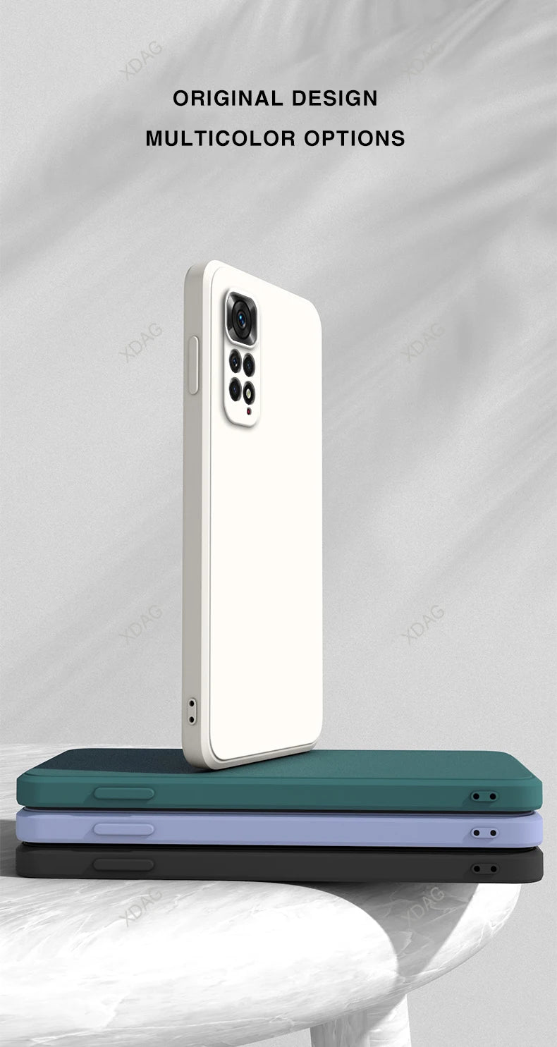 Basic Phone Case for Xiaomi Redmi Note 11 Global Market 4G 6.43" Soft Liquid Silicone Square Classic Lens Protection Back Covers