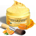 Turmeric Clay Face Mask Vitamin C Deep Cleansing Facial Improves Dark Spots Hydrating Skin Care Tightens Skin Evens Skin Tone To