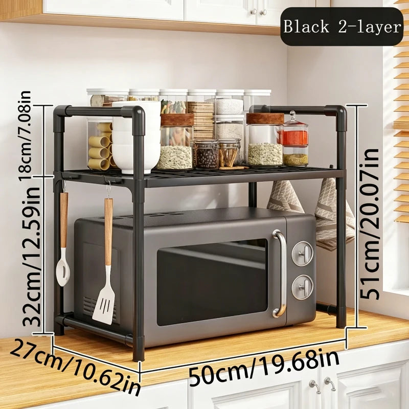 Kitchen Countertop Microwave Storage Rack, Multi-Layer Seasoning Storage Rack, Used For Storing Countertop Kitchen Utensils