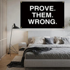 1pc Motivational Fitness Tapestry: Prove Them Wrong - 90x150cm (3x5ft) Inspirational Banner- Suitable for Home Gym, Man Cave,