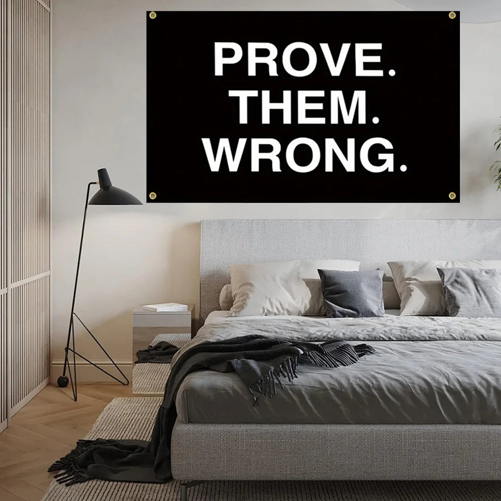 1pc Motivational Fitness Tapestry: Prove Them Wrong - 90x150cm (3x5ft) Inspirational Banner- Suitable for Home Gym, Man Cave,