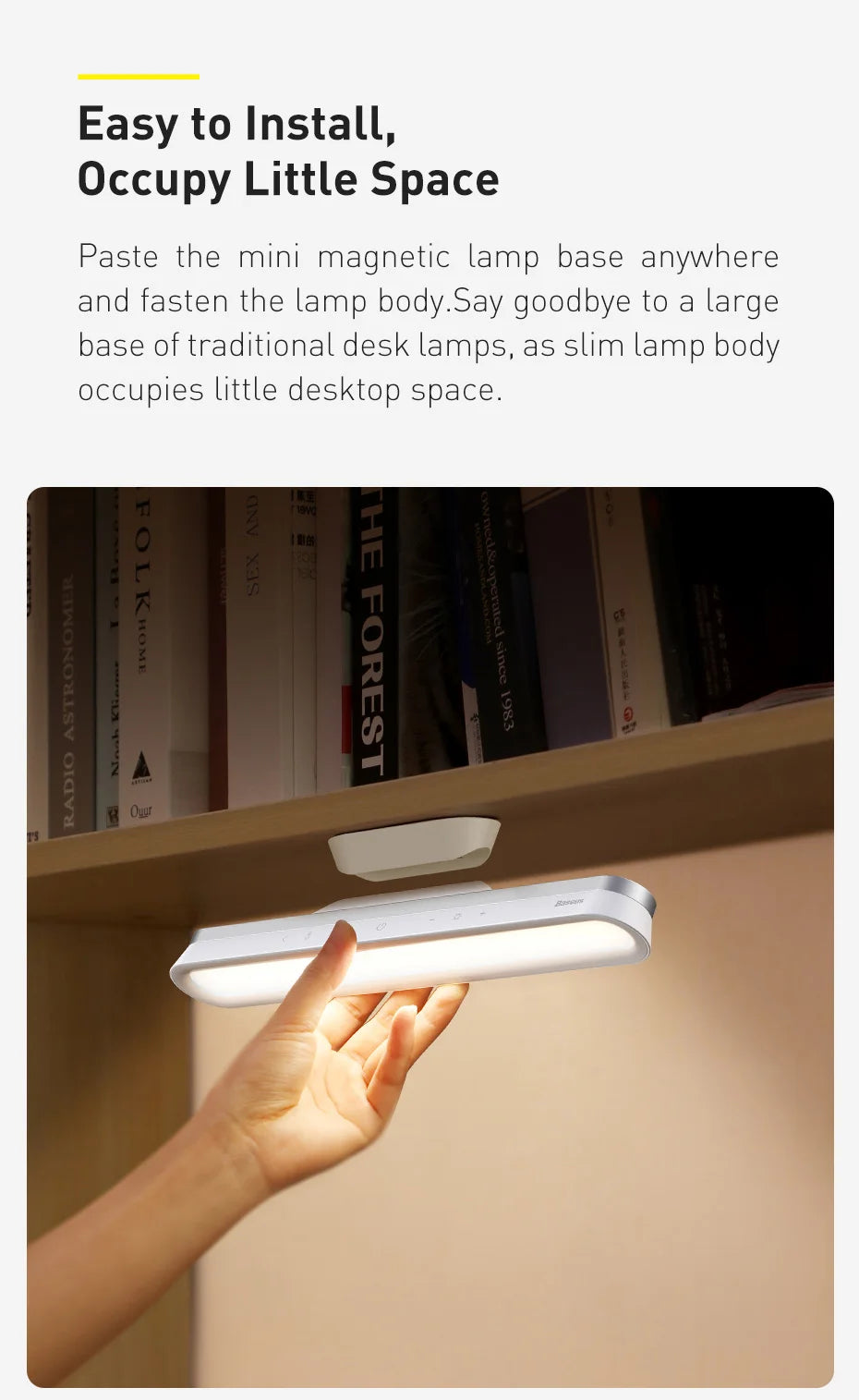 Baseus Desk Light Magnetic Hanging Table Lamp Rechargeable LED Stepless Dimming Desk Lamp Read Study Work Eye Protection Light