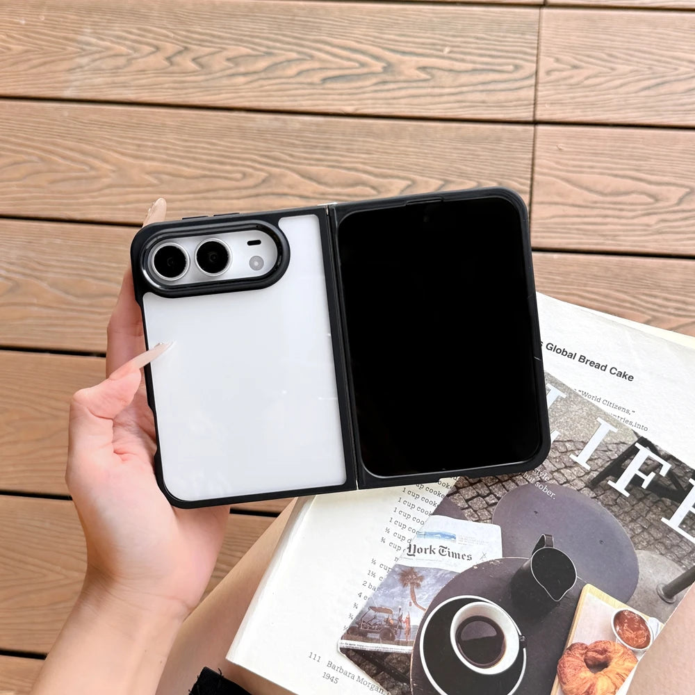 For iPhone Duo Case Luxury Translucent Matte Ultra Thin PC Case for iPhone Duo 18Fold Shockproof Metal Connector Hard Cover