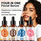 JUINHOU 4pcs Vitamin C + Retinol +Sakura + Hyaluronic Acid Serum Brightening & Hydration Combo Supple Skin For All Skin Type