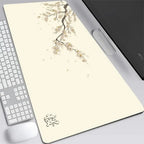 Alfombrilla de ratón XXL japonesa de flor de cerezo, gris, para laptops, escritorio de juego, sakura, anime, alfombra de oficina, gamer, teclados, computadoras y escritorios