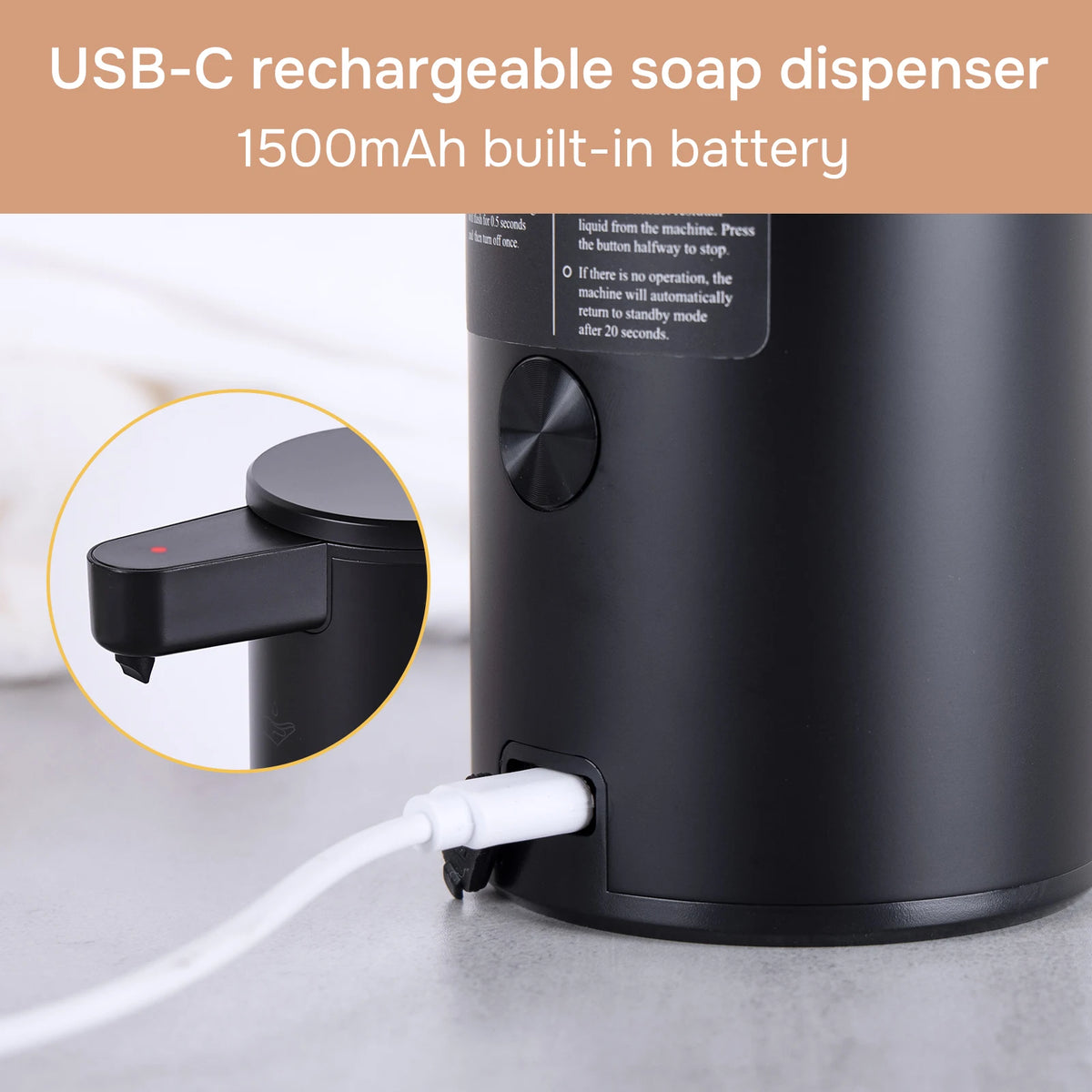 Automatic Soap Dispenser Stainless Touchless Rechargeable Hand Sanitizer Shampoo Detergent Dispenser for Kitchen Bathroom Toil