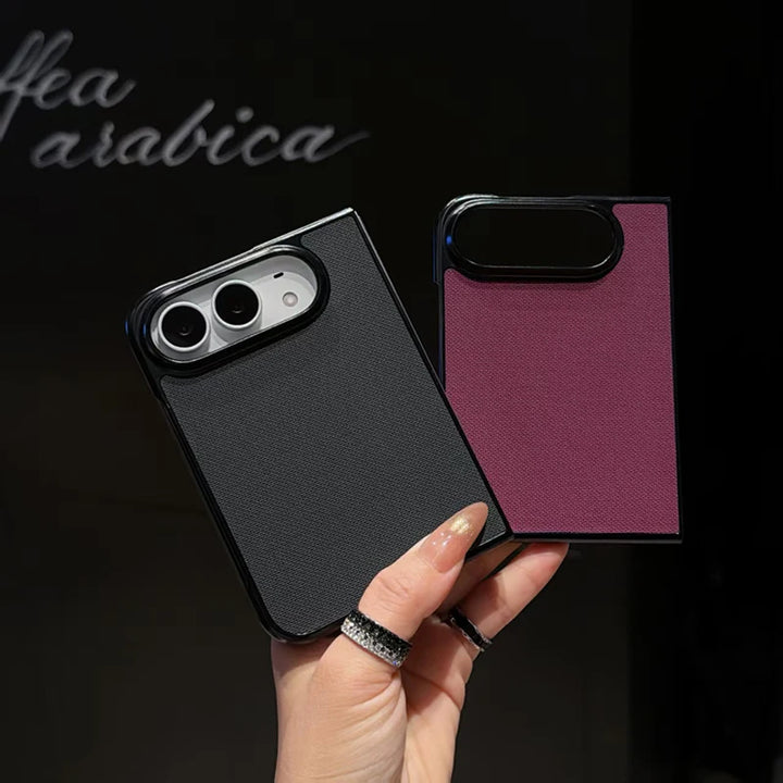 High Quality Solid Color Woven Texture Shockproof Folding Phone Case For IPhone Duo Fashionable Phone Protective Case