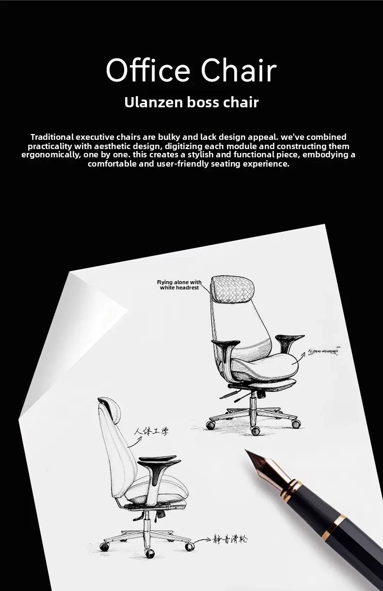 leather boss chair, executive chair, swivel chair, lunch break, carefree computer chair, sedentary and comfortable study home