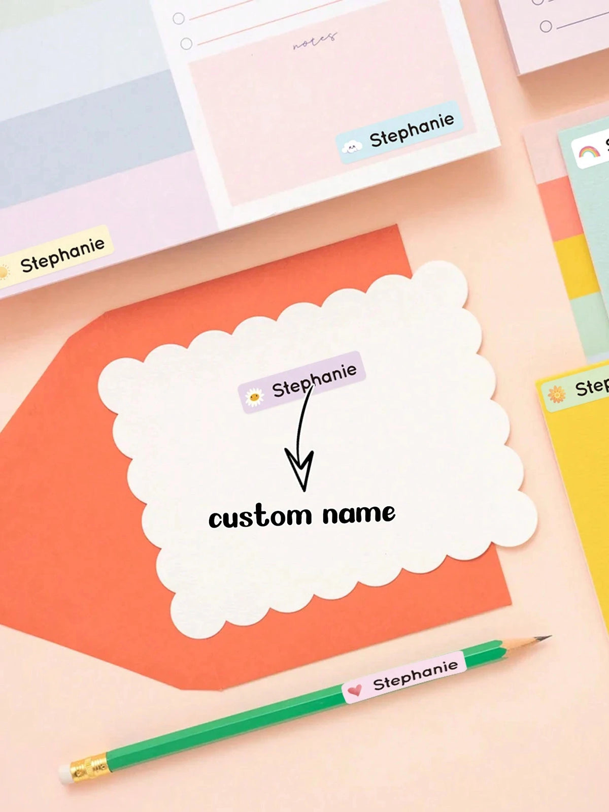 4.6CM Long Custom Name Sticker, Personalized Cartoon Fresh Cute Waterproof Modern School Supply Label, Customized Name Stickers
