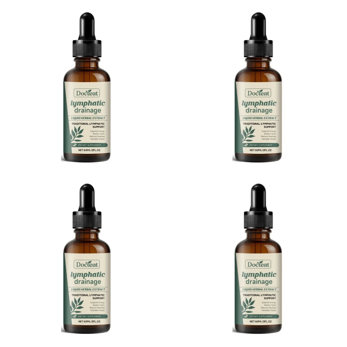 Lymphatic Drainage Drops 60ml Supplement Help Bloat Relief & Immune System Health with Cleavers,Red Clover and Stillingia Root