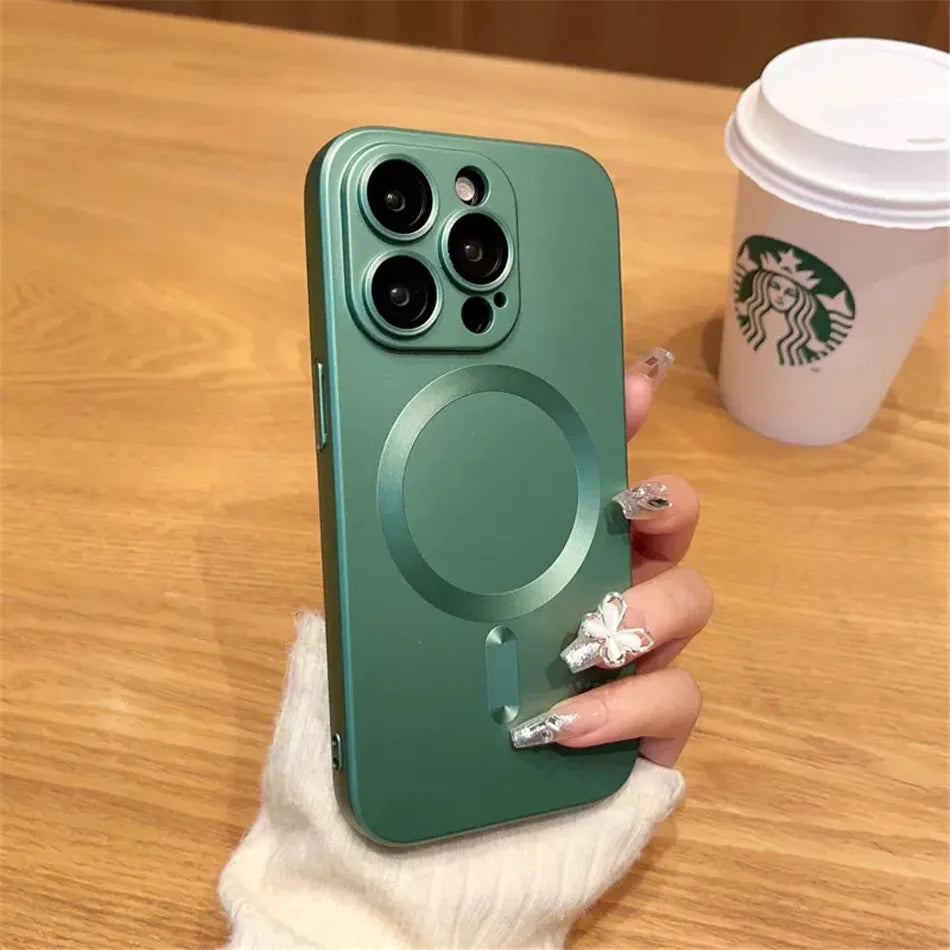 For Magsafe Magnetic Wireless Charge Case For iPhone 17 16 15 14 13 12 11 Pro Max Plus Air Silicone Glass Lens Protection Cover