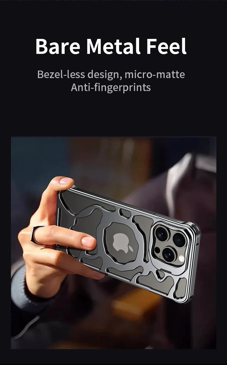 Titanium Aluminum Case for iPhone 16 15 14 13 Pro Max MagSafe Cooling Cover