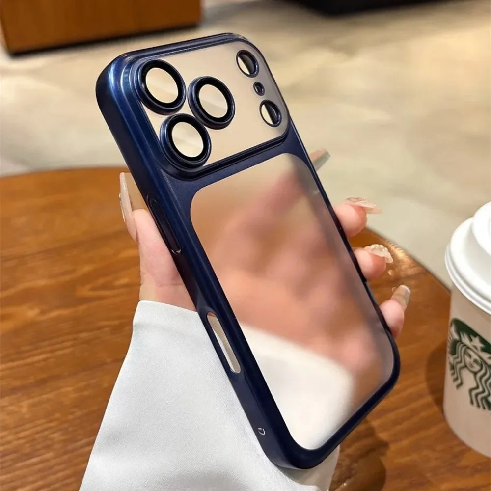 Luxury Plating Matte Ultra Slim Case for iPhone 17 18 16 15 14 13 12 Pro Max Camera Lens Film Protector Frosted Shockproof Case