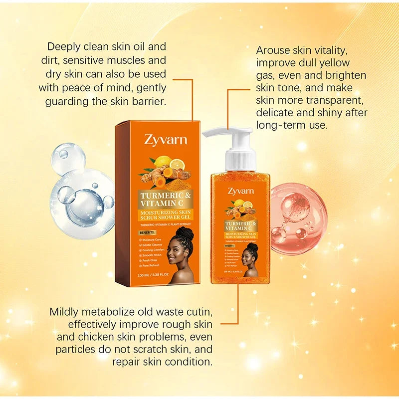 Turmeric Orange Vitamin C Body Wash Fresh Fragrance Shower Gel Moisturizing Brightening Exfoliating Deep Cleaning Smooth Skin