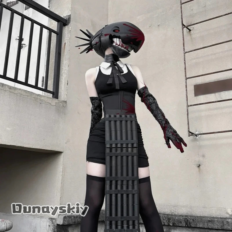 Dunayskiy*/Reze Boom Devil Cosplay Costume Headpiece Aut Anime Outfit Shirt Halloween Jirai Kei Costume Mask lingerie babydolls