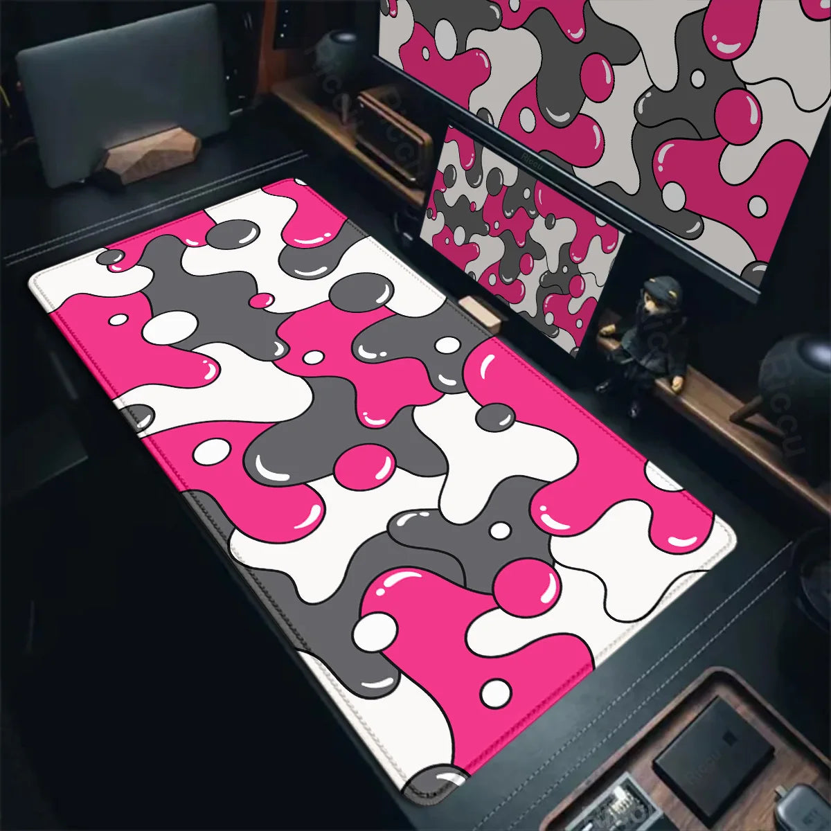 Gaming Mouse Pads Large Size Table Pad Blue White Strata Liquid Mouse Pad Computer Play Mat Leather Mouse Pad Keyboard Desk Mat