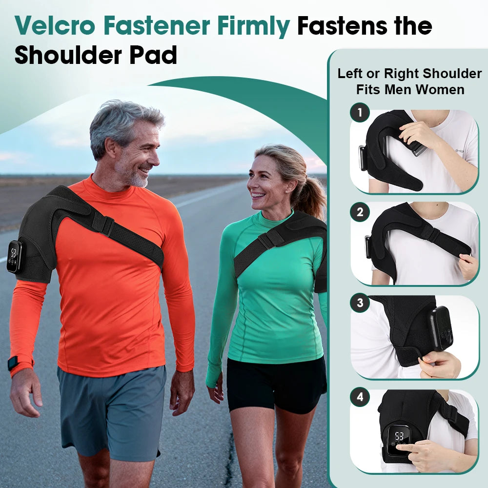 Enlarge Electric Heating Shoulder and Knee Massager 3 Levels Electric Vibration Muscle Relax Belt For Arm Muscle