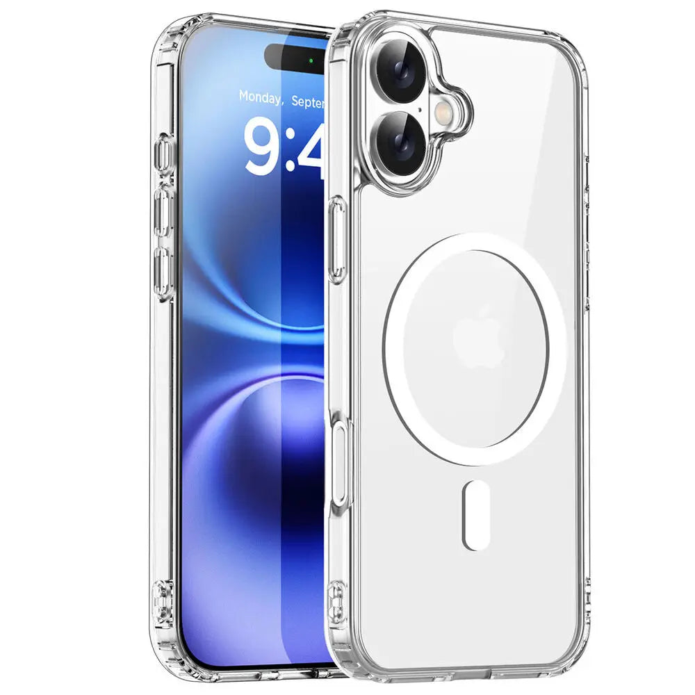 Original Magnetic Transparent Phone Case For iPhone 17 Air 16 15 14 13 12 11 Pro Max Plus 16e E Magsafe Silicone Cover Funda