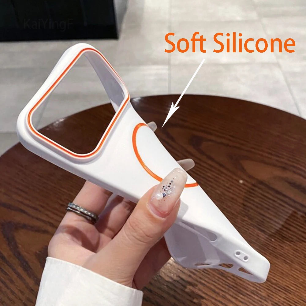 Luxury For Magsafe Silicone Phone Case For iPhone 11 12 13 14 15 16 17 18 Pro Max Magnetic Wireless Charging Back Case Cover