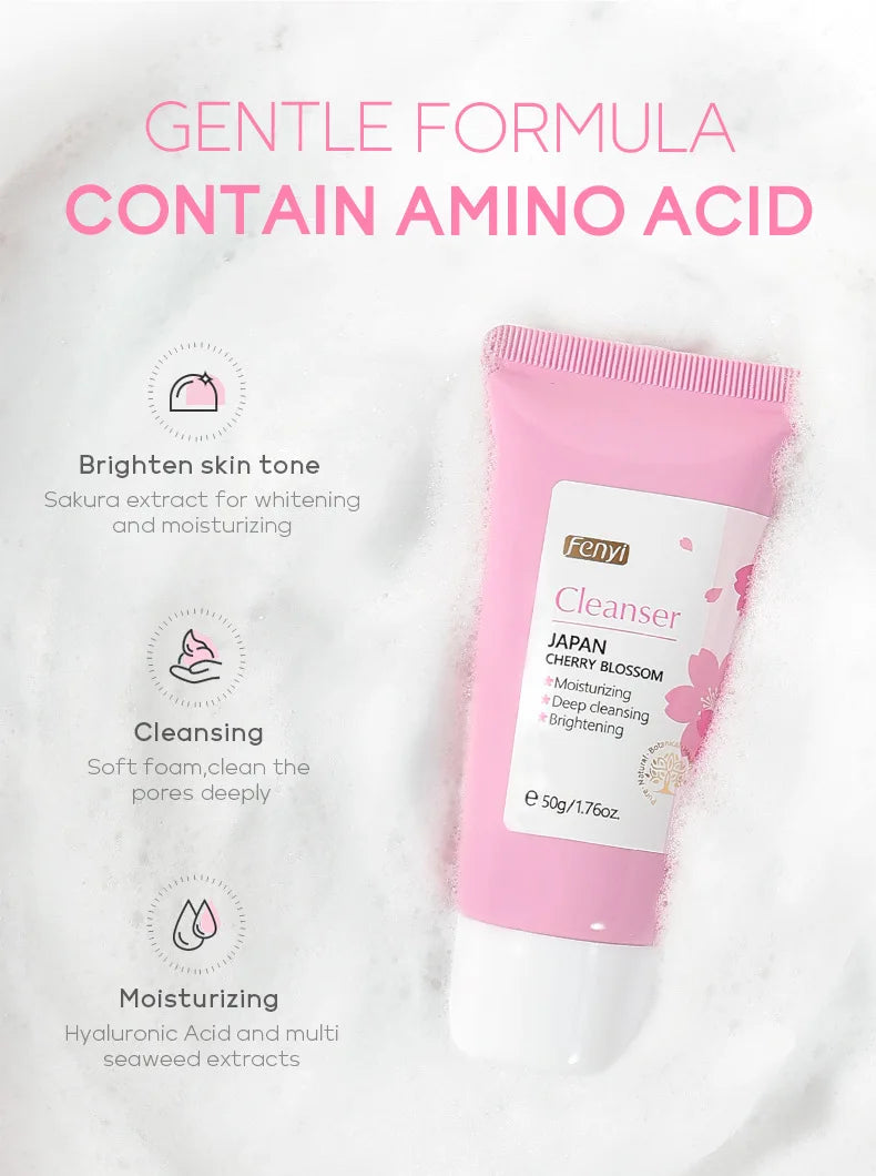 Vitamin C Sakura Facial Cleanser Face Wash Foam Foam Face Cleanser Moisturizing Whitening Anti-aging  Wrinkle Skin Care