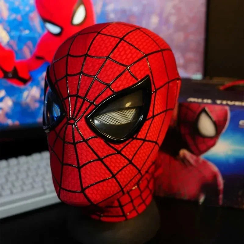 In Stock Miles Spider-Man 1:1 Scale Electronic Mask With Moving Glowing Eyes Ring Control Cosplay Toy Gift For Boys Gift