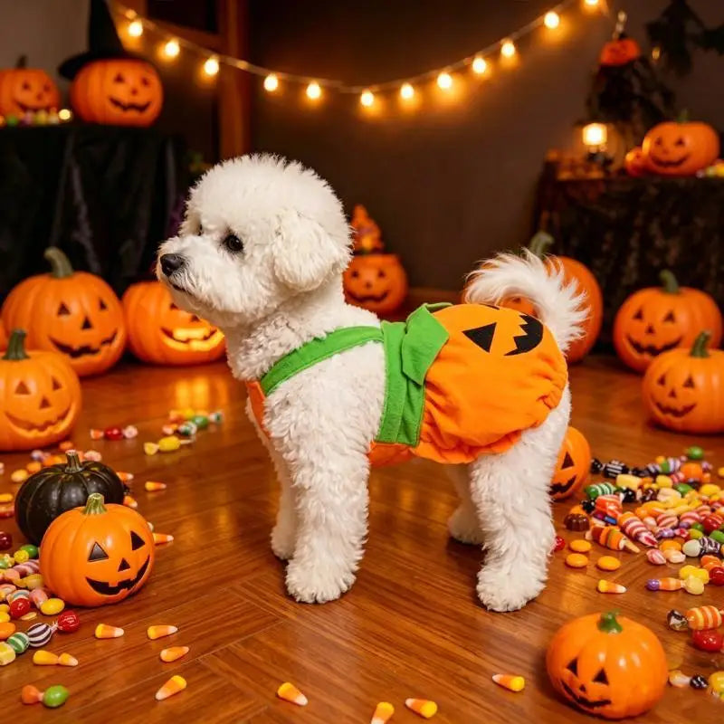Halloween Pumpkin Pet Costume Cute Pet Dress Funny Pumpkin Outfit Clothes For Small Dogs Cats Teddy Poodle Bichon Party Clothing