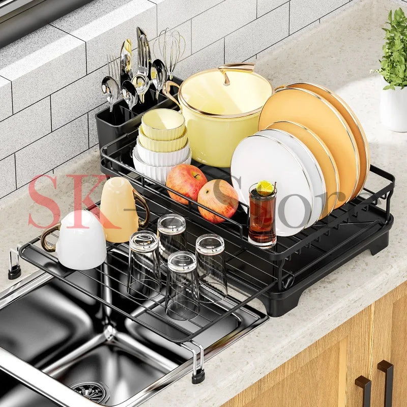 Kitchen countertop rack, household retractable dishes, chopsticks, dishes, cutlery, kitchen storage rack