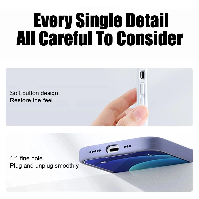 Luxury Shockproof Case For Apple iPhone 11 12 13 14 15 16 17 Pro Max 17 Air Plus Liquid Silicone Cases Cover Phone Accessories