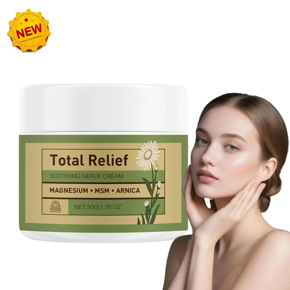 Total Relief Soothing Nerve Cream - 50g Magnesium MSM Arnica Body Butter, Gentle Plant-Based Moisturizer for Daily Skin Care