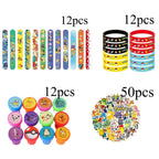 PokeMoned Theme Party Favors Slap Bracelets Stickers Keychain Party Gifts Goodie Bag Stuffers Fillers Birthday Party Decorations