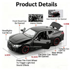 Scale 1:32 M4 X3M Toy Car Model Pull Back Music Light Doors Opened Miniature Vehicle Metal Diecast Models Kids Educational Gifts