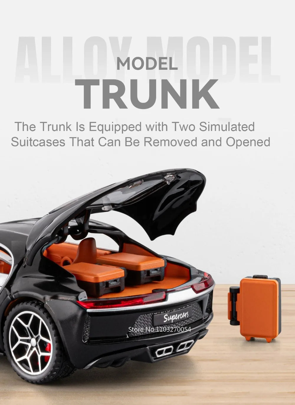1:32 Atlantic Tourbillon Car Model Alloy Diecast Toys Doors Opened Sound Light Pull Back Miniature Models Office Table Ornaments