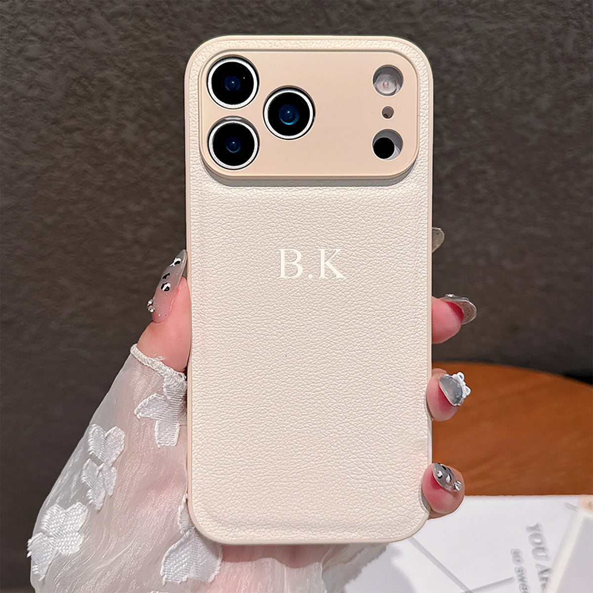 Personalized Luxury Customized Name 3D DIY Hot Engrave Faux Leather Phone Case For IPhone18 17 16 15 14 13 Pro Max Plus Air