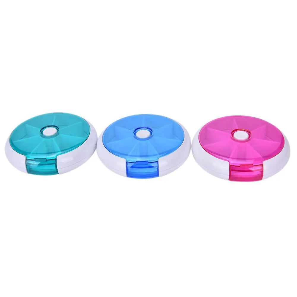 Simple Rotating Seven-grid Pill Box 7 Day Weekly Pill Box Plastic Sealed Travel Pill Case Granule Storage