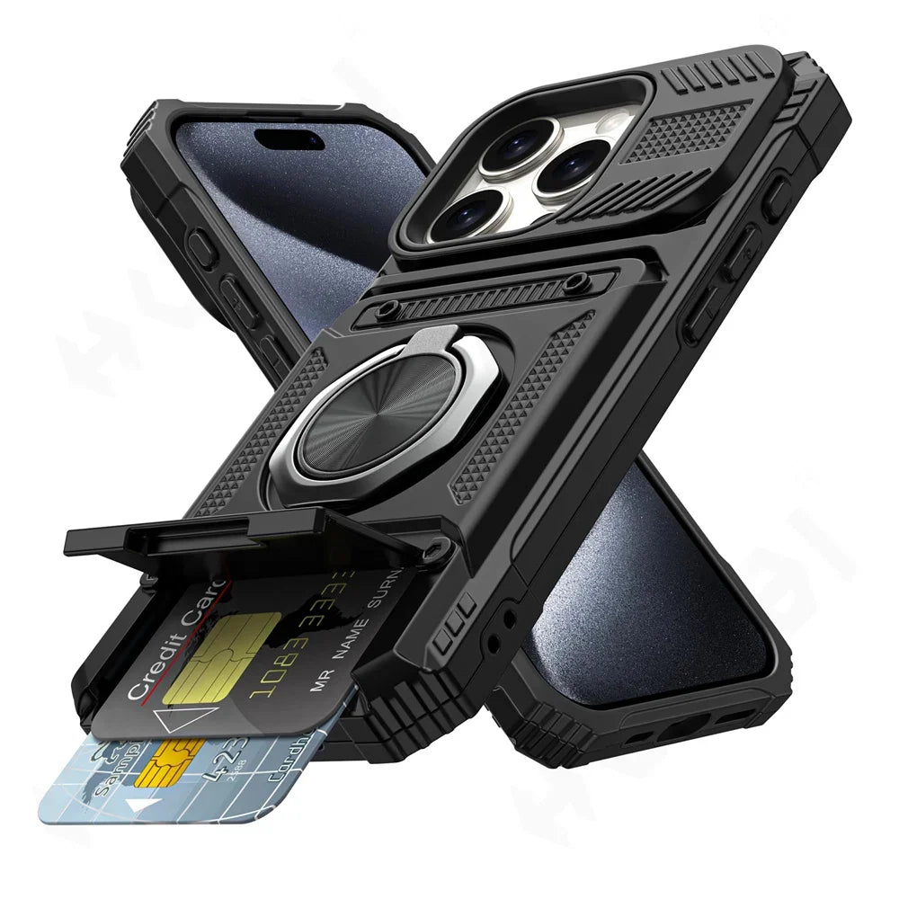 Case For Samsung S24 S23 Ultra Plus FE A14  A15 25 35 55 Magnetic Rotated Ring Kickstand Heavy Duty Drop Protection Wallet Cover