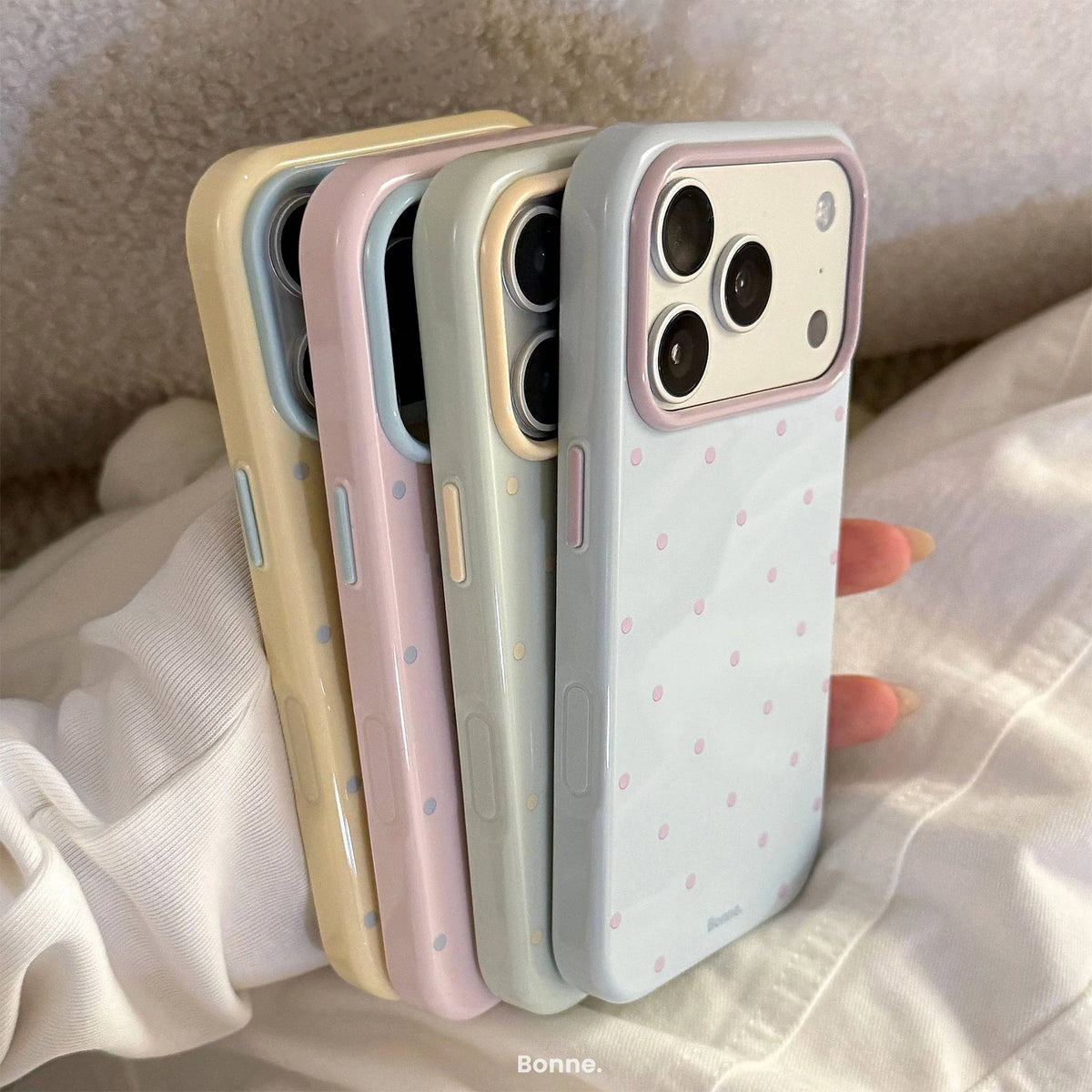 INS Korean Polka Dots Dopamine Soft TPU Phone Case for iPhone 18 17 16 15 14 13 12 Pro Max 16E 17E 18 Pro Silicone Cream Cover