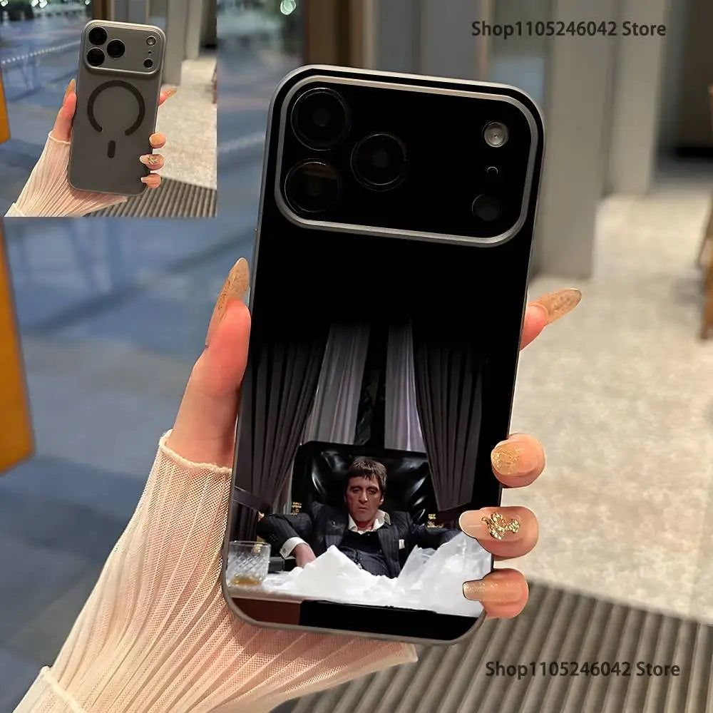Scarfaces The World Is Yours Magnetic Wireless Charging Transparent gray Phone Case For iPhone 17,16,15,14,13,12,11,Pro,Max,Plus