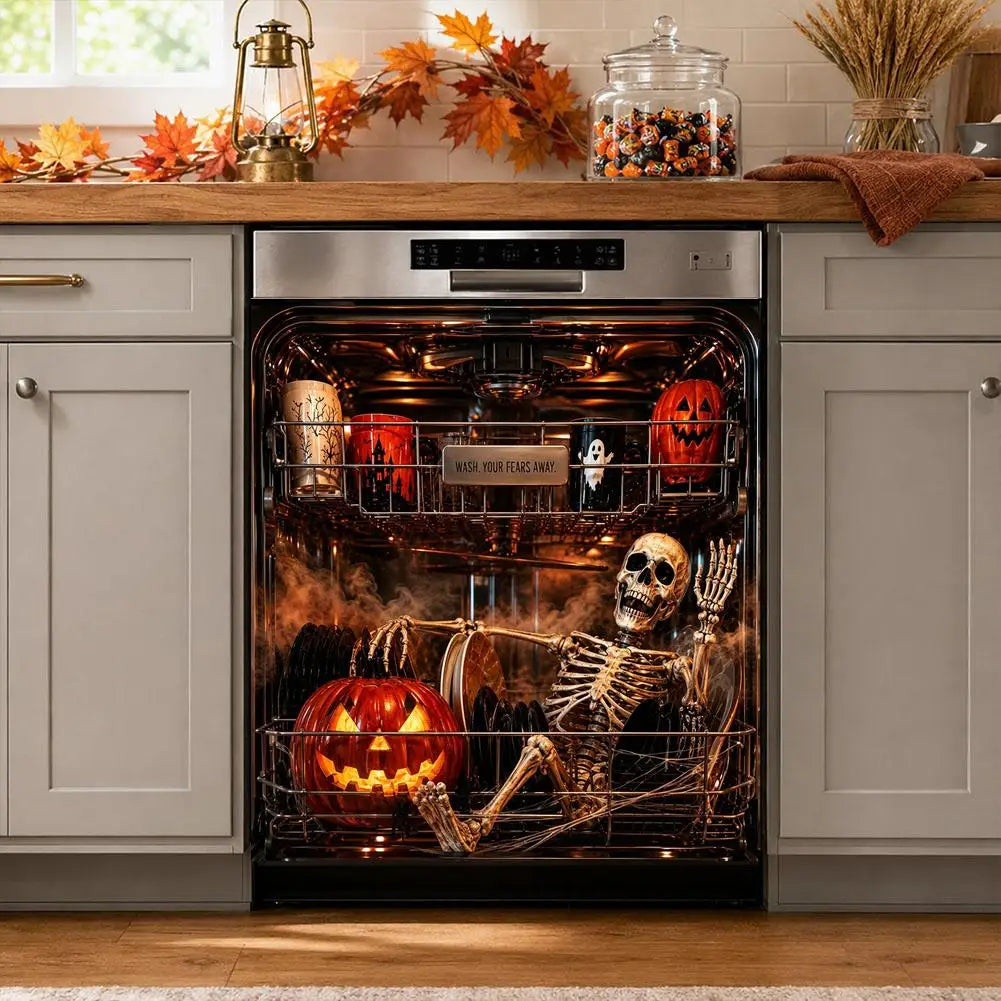 Halloween Dishwasher Magnet Cover Waterproof Appliance Magnetic Panel Reusable Kitchen Decor for Fridge Washer Door