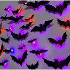 Halloween 3D Stereoscopic Bat LED Night Light PET Wall Decal Home Festival Party Indoor Wall Decoration Lamp
