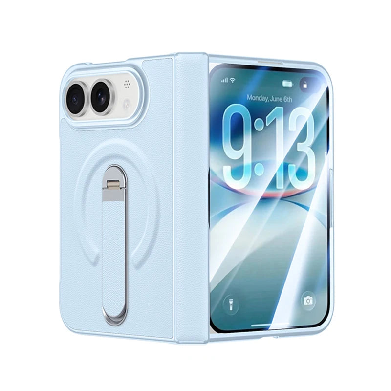 Metal Holder for Magsafe Magnetic Hinge Protection Phone Case for IPhone Duo Fold with Protective Film Leather Kickstand Cover